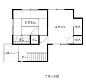 福山市新涯一丁目戸建て住宅賃貸物件B2一の川ハイツ2階間取り図